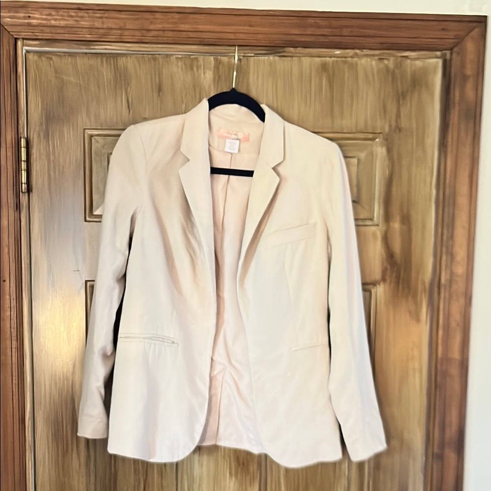 Marina Luna Cream and Tan Blazer Tailored Professional